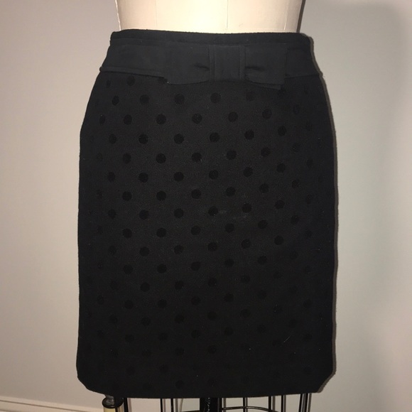 LOFT petite black polka dot mid length skirt sz 4P - Picture 2 of 8